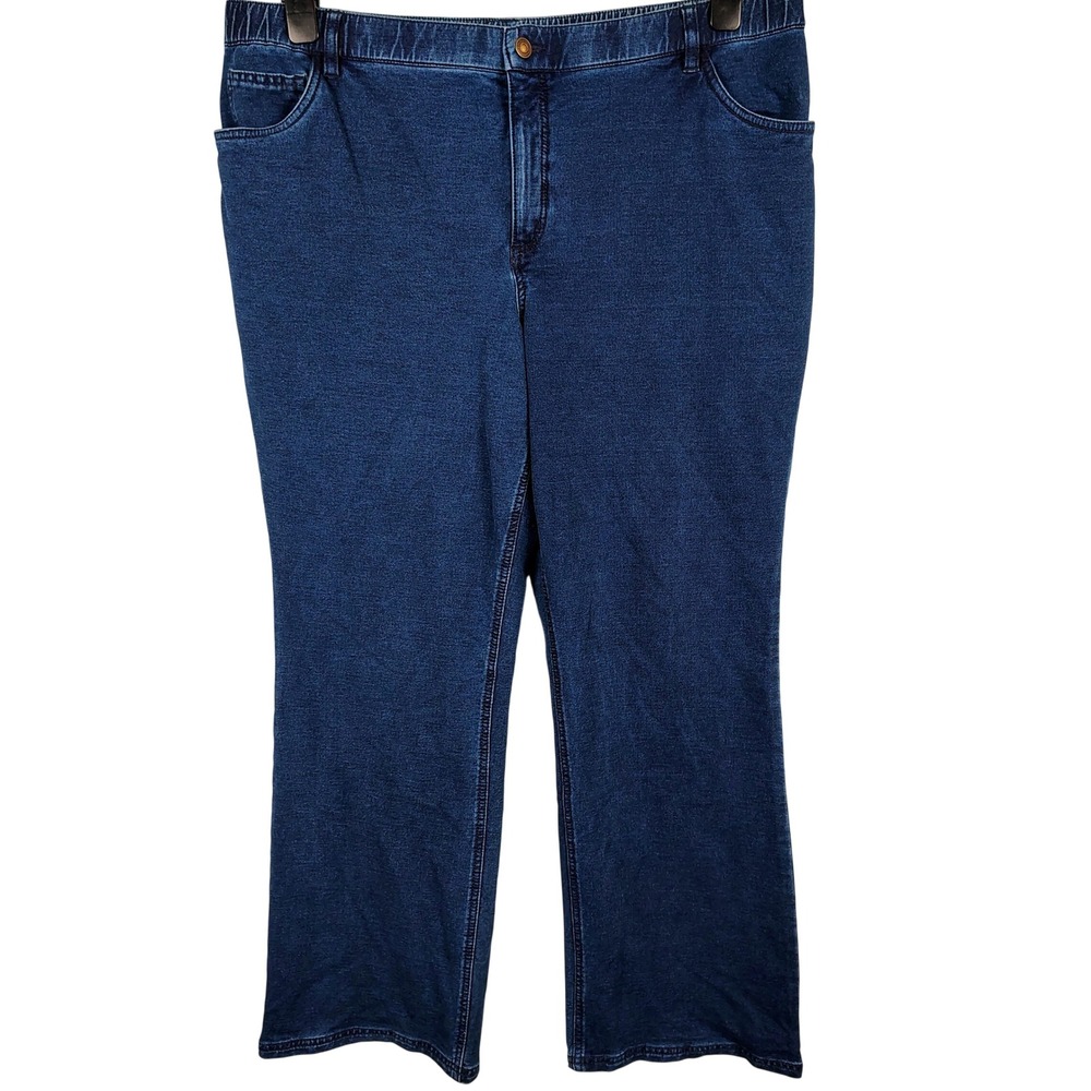 Denim & Co Womens 22W Straight Leg Jeans Blue Cotton Blend Comfort Normcore